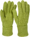 Produktbild: styleBREAKER Damen Strickhandschuhe mit Zopfstrickmuster, warme Winter Fingerhandschuhe, vielseitige Farben 09010051, Farbe:Limettengrün
