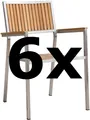 Produktbild: AS-S 6Stk Designer Gartenstuhl mit Armlehne Gartensessel Stapelstuhl Stapelsessel Sessel KUBA-TEAK Edelstahl Teak A-Grade stapelbar sehr robust Gastroqualität