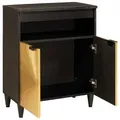 Produktbild: vidaXL Sideboard Schwarz und Gold 60 x 33 x 75 cm massives Mangoholz