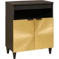Produktbild: Sideboard Schwarz und Gold 60 x 33 x 75 cm massives Mangoholz vidaXL