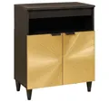 Produktbild: vidaXL Media-Regal Sideboard Schwarz und Gold 60 x 33 x 75 cm massives holz, 1-tlg.