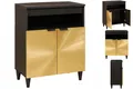 Produktbild: Sideboard Schwarz Und Gold 60 X 33 X 75 Cm Massives Mangoholz