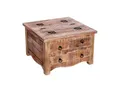Produktbild: Couchtisch mit Schubladen Truhe aus Mangoholz 70 x 70 cm Vintage Sofatisch