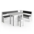 Produktbild: Vicco Eckbankgruppe Roman, Weiß, 210 x 150 cm mit Tisch, geeignet für Eckaufstellung in Küchen und Essbereichen