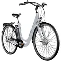 Produktbild: AGON Aurora E Bike Citybike 28 Zoll Elektrofahrrad 250W Motor bis 115 km 3 Gang 10,4 Ah Lithium Ionen Akku Gepäckträger Damen und Herren 150-175 cm (telegrey, 48 cm)