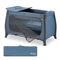 Produktbild: hauck Play N Relax Center, Dark Blue - Kinderreisebett mit Neugeboreneneinhang, Wickelauflage, Transporttasche, XL Schlupf - Klein Zusammenklappbar - Baby Reisebett Kleinkind ab Geburt bis 15 kg