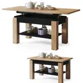 Produktbild: All4All Couchtisch Astra - Kaffeetisch - Wohnzimmertisch – Sofatisch mit Ablage - höhenverstellbar - kompakte Größe - Sofatisch - 110x68cm - 05 - Gold Craft Eiche + SCHWARZ