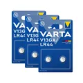 Produktbild: 3x Varta V13GA / LR44 Alkaline Knopfzelle 3V AG13 155mAh 1,5V 2er Blister