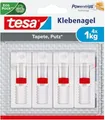 Produktbild: Tesa Klebenagel verstellbar Tapete & Putz bis 4St. Weiß 4er (77774-00009)