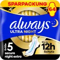 Produktbild: Always Ultra Secure Night Damenbinden (Größe 5) mit Flügeln 64 Stück, Super