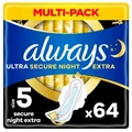 Produktbild: always Ultra Binde Secure Night Extra mit Flügeln , 64 Binden , neu und OVP