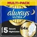 Produktbild: Always Ultra Binden Damen Gr. 5 Secure Night Extra 64 Damenbinden mit Flügeln