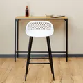 Produktbild: Barhocker IREK im Retro-Design, bequemer Tresenhocker im 2er Pack, praktischer Bistrostuhl aus Kunststoff weiß,  Beine schwarz