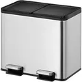 Produktbild: PROREGAL Rechteckiger Treteimer Aus Gebürstetem Edelstahl Mit Getrennten Soft Close & Stay Open Deckel 20 Liter HxBxT 37 x 40,3 x 33,2 cm Silber