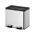 Produktbild: PROREGAL® Mülleimer Rechteckiger Treteimer, Soft-Close & Stay-Open Deckel, 2x15L, Silber