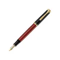 Produktbild: Pelikan Füllhalter Souverän 400, Schwarz-Rot, Feder F (fein), hochwertiger Kolbenfüller im Geschenk-Etui, 904771
