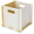 Produktbild: HMF Aufbewahrungsbox aus Holz zum Zusammenstecken | passend für Bücherregale | 25 x 25 x 25 cm | Weiß