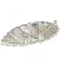Produktbild: Silberner Vintage Stabkerzenhalter Blatt 22x13,5cm Metall