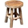 Produktbild: Teak Blumenhocker 22 x 17 cm rund - natur / mittel - Holz Pflanzen Hocker mit 4 Füßen - Echtholz Deko Massivholz Blumen Pflanzen Ständer