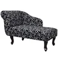 Produktbild: Chaiselongue Schwarz Und Weiß Stoff Liegesofa Wohnzimmer Relaxliege