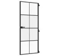 Produktbild: vidaXL Haustür Innentür Schlank Schwarz 83x201,5 cm Hartglas & Aluminium (1-St)