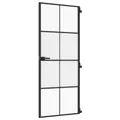 Produktbild: Zimmertür Glastür Innentür Schlank Schwarz 83x201,5 Cm Hartglas & Aluminium