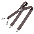 Produktbild: DonDon Hosenträger Herren extra stark dunkelbraun 3,5 cm Hosenträger Herren breit mit brauem Leder in Y-Form lang - Starke Clips passend für Anzug Jeans Chinos Vintage Rockabilly Suspenders