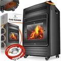 Produktbild: Kesser® Gasheizer Gasheizofen Heizstrahler 3  4 Kw Gas Kamin Inkl. Gasdruckregler & Gasschlauch 2 Heizstufen Infrarot 3400w Gasheizstrahler Gasheizung   Schwarz