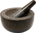 Produktbild: JADE TEMPLE 17170 Steinmörser mit Stößel im Set, effektives und einfaches mörsern, aus massivem Granit mit 18 cm Durchmesser und 8,5 cm Höhe, Grau
