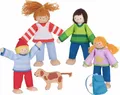 Produktbild: Biegepuppen CAMPING FAMILIE Urlauber Holzbiegepuppen 4 Puppen + Hund Puppenhaus