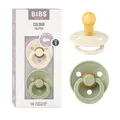 Produktbild: BIBS Colour Schnuller 2er-Pack, BPA-frei, Kirschform Nippel. Naturkautschuk/Latex, Hergestellt in Dänemark. Größe 1 | 0+ Monate | 2-Pack, Ivory/Sage