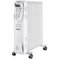Produktbild: Perel 2500W Ölradiator mit 11 Rippen, 3 Heizstufen, einstellbarem Thermostat, Griff, Rädern, Überhitzungs- und Kippschutz, geräuschloser und energieeffizienter Heizkörper für große Räume bis zu 30 m²,