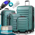 Produktbild: DeubaXXL DE Hartschalenkoffer Set 4-tlg mit Zubehör Rollen 360º Grün ABS 109976
