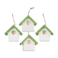 Produktbild: Hängedeko Frühling: Mini Vogelhaus Deko Nistkasten, 6,5cm, 8er Set, Weiß-Grün,