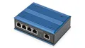 Produktbild: Przemysłowy switch 4x 1000Base-TX PoE 120W + 1x uplink 1000Base-TX DIN rozszerzo