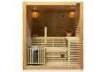 Produktbild: Dewello Sauna SARNIA 180 Finnische Sauna, bis zu 4 Personen, Saunaofen, Harvia 6KW, BxTxH: 180 x 140 x 200 cm, (inkl. 4-teiligem Sauna-Set, schaltbare Beleuchtung, inkl. 6KW HARVIA Ofen (BC60) mit passenden Lavasteinen) Sauna aus Hemlock-Tannenholz, leichter Aufbau dank Stecksystem