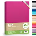 Produktbild: leevitex® Boxspringbett & Wasserbett Spannbettlaken | 100% Baumwolle | Markenqualität | Ökotex | 200 x 220 cm + 40 Steg - Pink