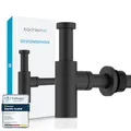 Produktbild: Bächlein Design Siphon Universal für Waschbecken [Matt Schwarz] -Premium Design Siphon fürs Waschbecken
