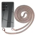 Produktbild: EAZY CASE Handykette kompatibel mit Samsung Galaxy S25 Ultra Handyhülle mit Metall Umhängeband und Ersatz Kordel schwarz, Handykordel mit Schutzhülle, Stylische Kette, Metall - Rosé-Gold