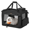 Produktbild: Feandrea Hundebox faltbar, Transportbox Hund, M, Hundetasche, Oxford-Gewebe, Netzstoff, atmungsaktiv tragbar transportabel, Metallrahmen, mit Griffen, Taschen, 60 x 42 x 42 cm, schwarz PDC60H