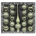 Produktbild: MAGIC Kugelsortiment Glas Dekor 19 TLG. mit Spitze Christbaumkugeln Christbaumschmuck Tannenbaum Deko Weihnachten Weihnachtskugeln (Mild Sage)