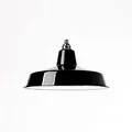 Produktbild: Industrie Lampenschirm Emaille Schwarz (2. Wahl), Fabriklampe Ø36 cm inkl. Vintage Fassung aus Messing, Bronze Antik