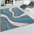 Produktbild: Paco Home - Designer Teppich mit Konturenschnitt Modern Grau Türkis Weiss 200x290 cm