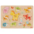 Produktbild: Goki Steckpuzzle Tiere Holz Kinderpuzzle 1+ Motorik Lernspielzeug