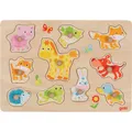 Produktbild: Goki Steckpuzzle Tierkinder 10 Teile Holzpuzzle Setzpuzzle Motorikspielzeug