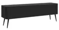 Produktbild: Selsey TV Schrank Lowboard Board Sideboard Fernsehtisch Fernsehschrank 163 cm 3 Türen Gerillt Schwarze Beine Schwarz Ovarlo