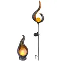 Produktbild: 2er Set LED Solarlampen, Steh- und Steckleuchten Flammenform