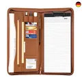 Produktbild: Schreibmappe A4 vegan Leder Reißverschluss Tablet Fach Kartenfächer