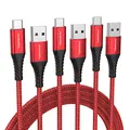 Produktbild: ANMIEL USB C Kabel [3m+2m+1m] 3 A Schnellladekabel USB Typ C Ladekabel Nylon geflochten Datenkabel QC 3.0 Sync-Kabel für Samsung Galaxy S20 S10 S9 S8 Note10 9 8,Huawei,Moto,Google etc (Rot)