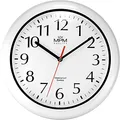 Produktbild: MPM Quality Design Badezimmer-Wanduhr aus Kunstoff und Mineralglas, Quarz Sweep, 3-5 ATM Wasserdicht, Weiß/Schwarz, Ø 305 mm, geeignet auch für Außenbereich und als Badezimmeruhr, Pooluhr, Küchenuhr